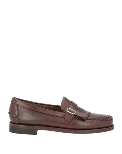 Sebago Man Loafers Chocolate Brown Size 7.5 Leather In Multi