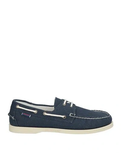 Sebago Man Loafers Midnight Blue Size 9 Textile Fibers