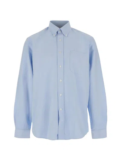 Sebago Men's 100% Cotton Button-down Shirt In Light Blue
