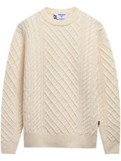 Sebago Men's 100% Wool Crewneck Sweater In White