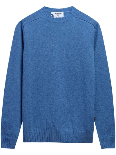 Sebago Merino Wool Crewneck Sweater In Light Blue