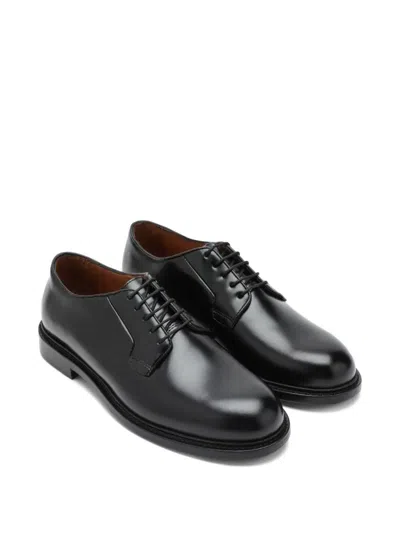 Sebago Black Milton Gyw Derby Shoes In Leather In Animal Print