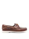 Sebago Brown Leather Loafers With Rubber Sole In Black