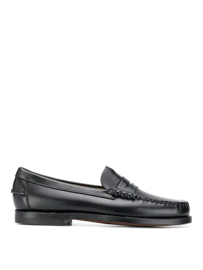 Sebago Classic Dan Almond-toe Full-grain Brushed Leather Loafers In Black