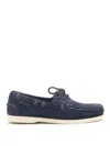 Sebago Hand-stitched Blue Suede Moccasin With Rubber Sole In Blue