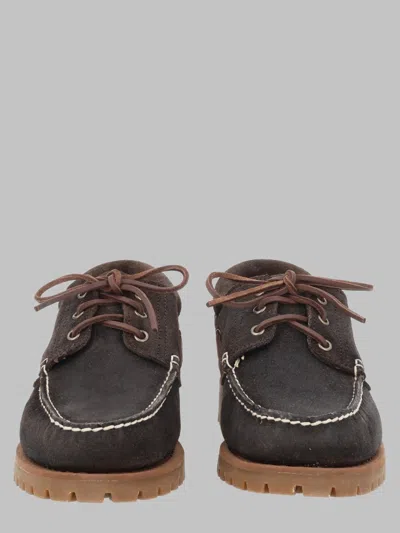 Sebago Boat Shoes Round Toe Contrast Stitching Rubber Sole In Brown