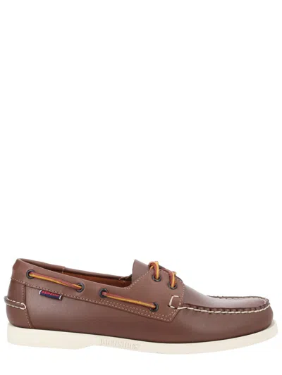 Sebago Docksides Portland Smooth Leather Boat Shoes In Brown