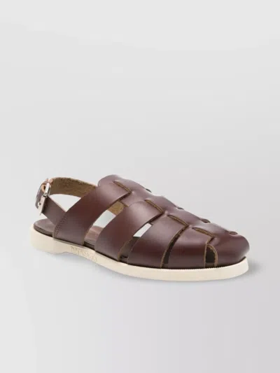 Sebago Moccasin Cage Cut-out Flat Sandal In Brown