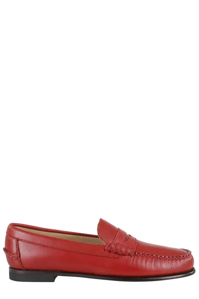 Sebago Moccasin With Sculpted Rubber Heel In Red