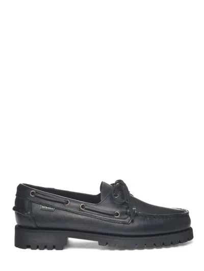 Sebago Moccasin-style Leather Flat Shoes With Rugged Sole In Animal Print