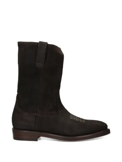 Sebago Montana Embroidered Suede Boots In Brown