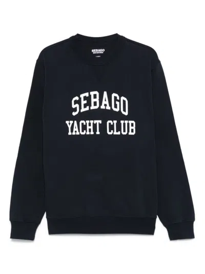Sebago Navy Blue Crewneck Logo Sweatshirt