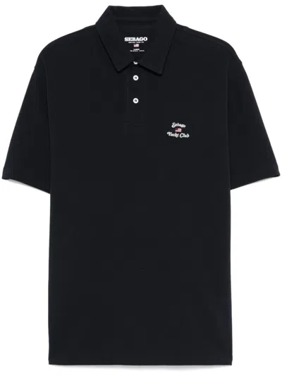 Sebago Navy Blue Logo Print Polo