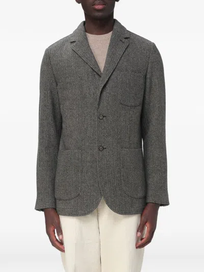 Sebago Neddick Herringbone-pattern Single-breasted Jacket In Gray