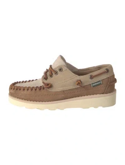 Pre-owned Sebago Nubuck Whipstitch Trim Sneakers In Brown