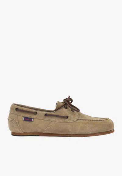 Sebago Owen Suede Lace-up Loafers In Beige