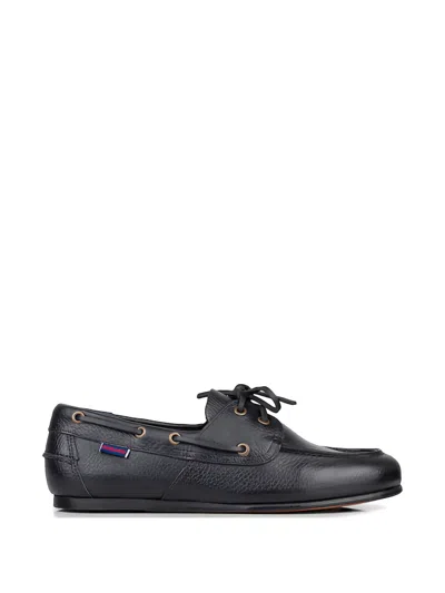 Sebago Owen Tumbled Eyelet Lace-up Loafers In Black
