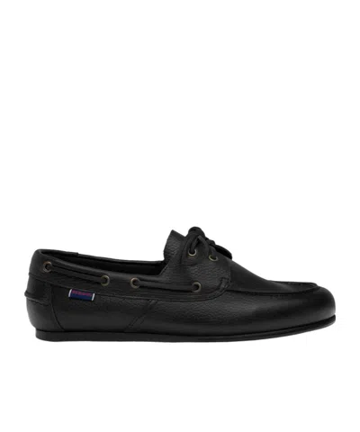 Sebago Owen Tumbled Yachting Moccasin Boat Shoes In Black