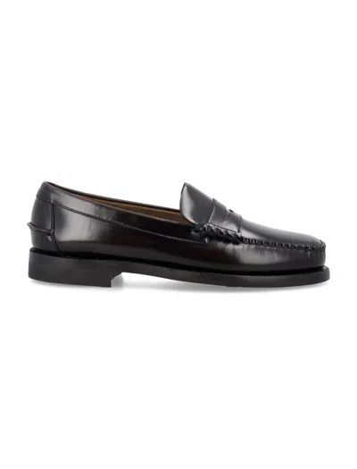 Sebago Polished Black Leather Loafers