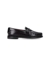 Sebago Polished Leather Moccasin Flats With Decorative Strap In Multi