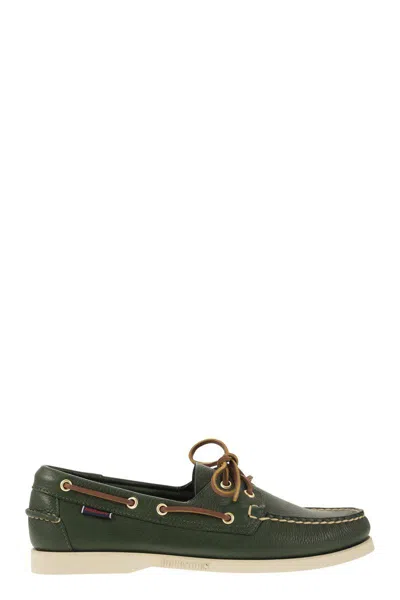 Sebago Portland - Moccasin With Grained Leather In Green