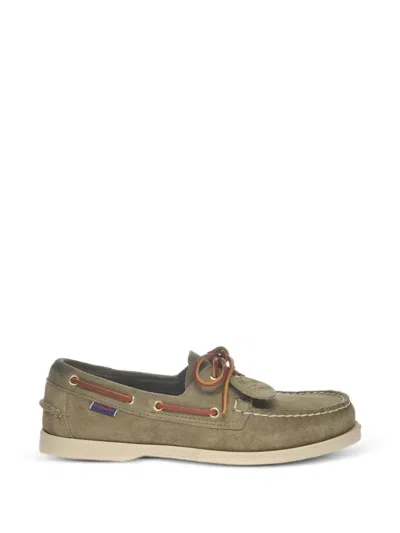 Sebago Leather Docksides Boat Loafers In Gray