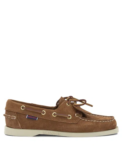 Sebago Portland Artisan Ox Brown Leather Rubber Lace-up Loafers.