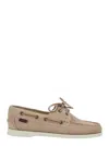 Sebago 'portland Dockside' Beige Loafers With Decorative Laces On The Sides And Contrasting Stitching In Su