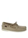 Sebago Hand-stitched Beige Suede Moccasins With Non-slip Sole In Beige