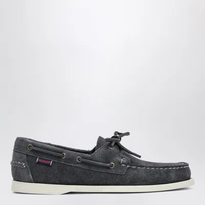 Sebago Portland Flesh Out Boat Moccasins In Suede, Blue In Gray