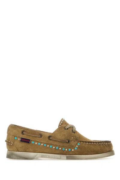 Sebago Camel Suede Portland Flesh Out Loafers In Pattern