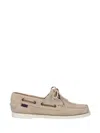 Sebago Beige Suede Loafer With Leather Laces In Gray