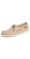 Sebago Italian Suede Leather Loafer With Hand-sewn Apron In Neutrals