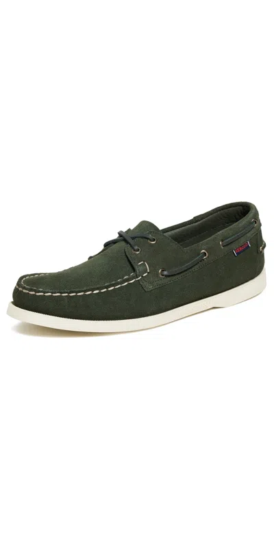 Sebago Portland Flesh Out Suede Boat Shoes Green Dk Depths