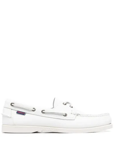 Sebago Portland Leather Boat Shoes In Weiss