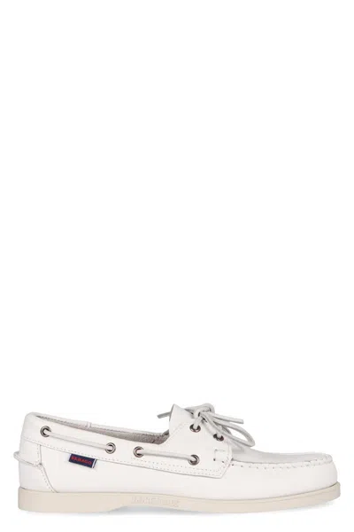 Sebago Portland Leather Boat Shoes In White
