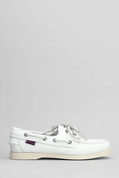 SEBAGO PORTLAND LOAFERS IN WHITE LEATHER