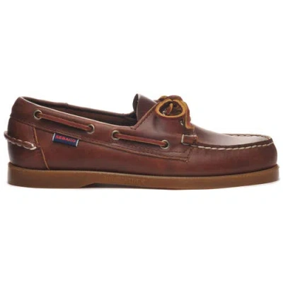 Sebago Docksides Portland Waxed Boat Shoes In Burgundy