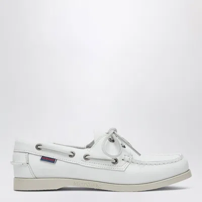 Sebago Portland Womens Boat Shoes In Leather, White