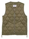 Sebago Quilted Green Puffer Vest With Rounded Neckline In Brown