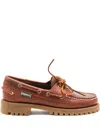 Sebago Ranger Waxy Leather Moccasins In Red