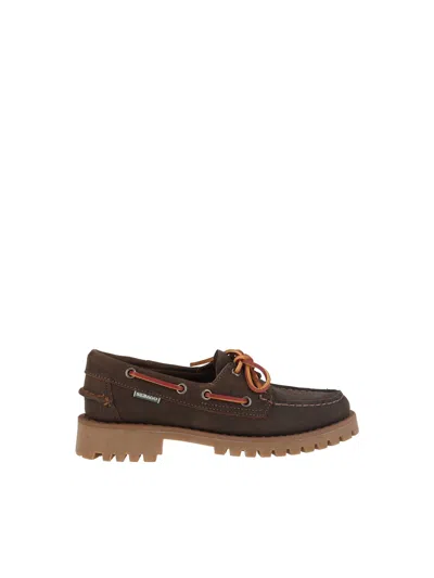 Sebago Ranger Muddy Leather Rubber Sole Loafers In Multi