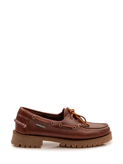Sebago Classic Ranger Waxy Boat Shoe Rubber Sole Loafers In Brown