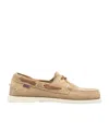 Sebago Suede Boat Shoes With Lace-up Detailing In Beige