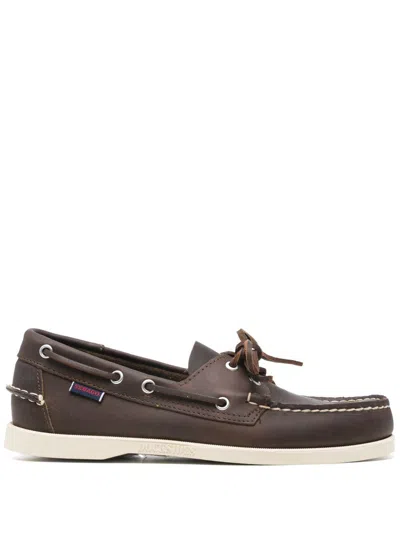 Sebago Scarpe Da Barca Docksides Portland In Pelle Marrone  In Brown