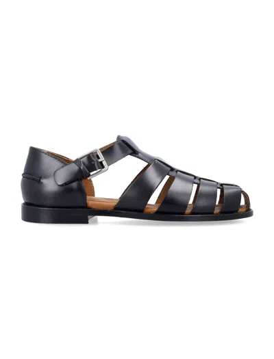 Sebago Black Leather Gurkha Tale Sandals