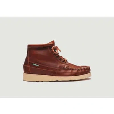 Sebago Seneca Leather Derbies Boots In Cinnamon Brown