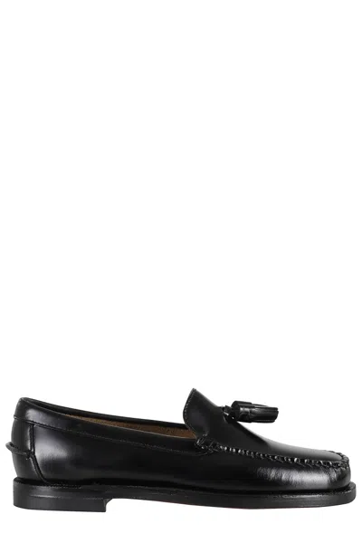 Sebago Shiny Leather Loafers With Tassel Detail In Black