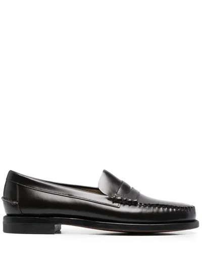 Sebago Slip-on Leather Loafers In Brown Burgundy