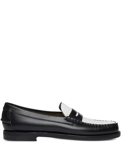 Sebago Smooth Brushed Grain Leather Loafers In Black